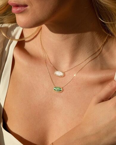 TLY Gold Necklace for Women Non Tarnish 14k Gold Plated Dainty Preppy Pendant Necklace Oval Gemstone Crystal Druzy Stone Rose Quartz Choker Necklace Birthday Wedding Everday Birthstone Jewelry Gifts for Mom in Saudi Arabia
