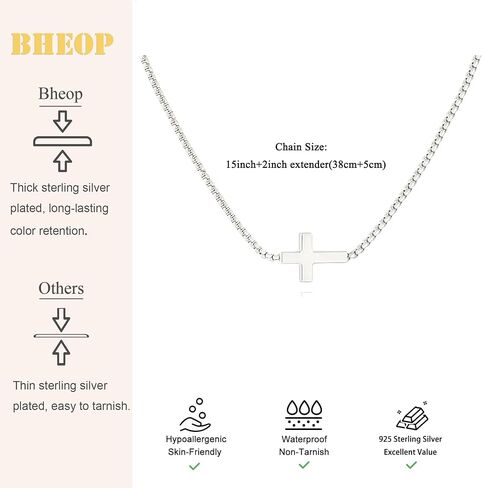 Cross Necklace for Women Trendy 14K Dainty Gold Silver Plated Cross Pendant Necklaces Simple Cute Faith Charm Choker Religious Drop Dangle Chain Necklace Non Tarnish Costume Jewelry Gift in Kuwait