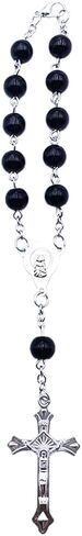 Rosary Car Rearview Mirror Pendant, Car Rear View Mirror Charm, Cross Medal Car Rearview Mirror Hanging Ornament for Men and Women, Personalized Blessing Bead Decoration Present (Black) in Saudi Arabia