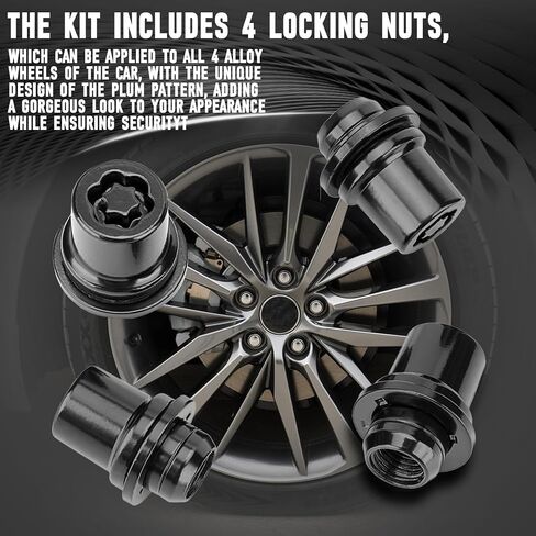 Wheel Lock Lug Nut Set M12 x 1.5 Anti Theft Fit Toyota Camry Tacoma Corolla Highlander Avalon RAV4 Sienna Venza Celica Prius Matrix CHR Mirai Lexus RX350 IS250 ES350 NX200T Replace 00276-00900 in Kuwait