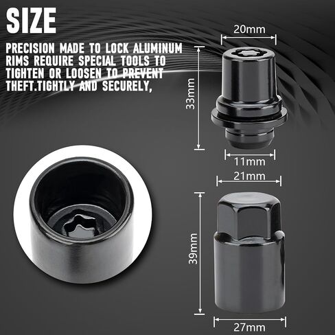 Wheel Lock Lug Nut Set M12 x 1.5 Anti Theft Fit Toyota Camry Tacoma Corolla Highlander Avalon RAV4 Sienna Venza Celica Prius Matrix CHR Mirai Lexus RX350 IS250 ES350 NX200T Replace 00276-00900 in Kuwait
