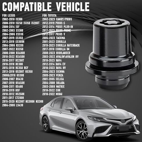 Wheel Lock Lug Nut Set M12 x 1.5 Anti Theft Fit Toyota Camry Tacoma Corolla Highlander Avalon RAV4 Sienna Venza Celica Prius Matrix CHR Mirai Lexus RX350 IS250 ES350 NX200T Replace 00276-00900 in Kuwait