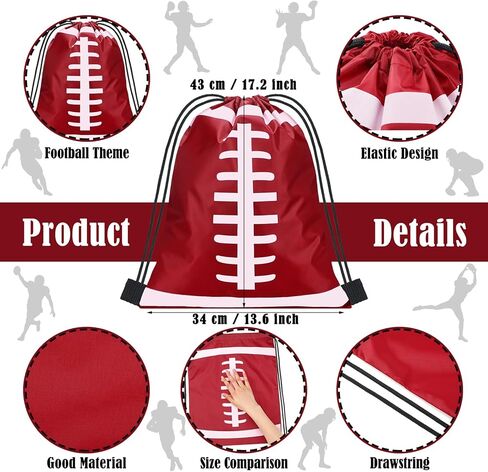 Shappy Soccer Drawstring Backpack, 6 Pieces, 17.2in x 13in, Polyester, Yellow, Lightweight, Foldable, Sport, Gym, Travel, School, Soccer Style, Unisex, Ages 6+, 22L in Kuwait