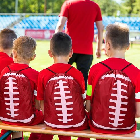 Shappy Soccer Drawstring Backpack, 6 Pieces, 17.2in x 13in, Polyester, Yellow, Lightweight, Foldable, Sport, Gym, Travel, School, Soccer Style, Unisex, Ages 6+, 22L in Kuwait