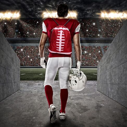 Shappy Soccer Drawstring Backpack, 6 Pieces, 17.2in x 13in, Polyester, Yellow, Lightweight, Foldable, Sport, Gym, Travel, School, Soccer Style, Unisex, Ages 6+, 22L in Kuwait