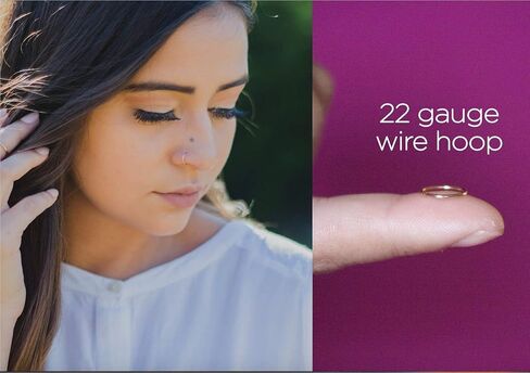 Delicate 24 g Silver Thin Nose Ring - 24 Gauge Hoop - 24g 7mm - 9mm Inner Diameter Slightly Adjustable in Kuwait