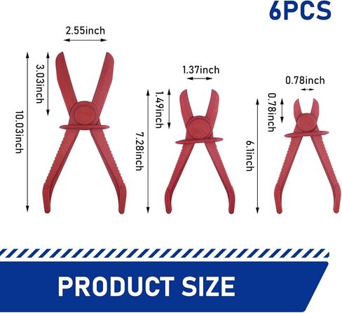 6 PCS Car Hose Sealing Pliers, Waterproof Portable Vehicle Coolant Hose Clamp, Non-slip Handle Design, Universal Automotive Cutout Plier Accessories for Most Cars (Red) in Saudi Arabia