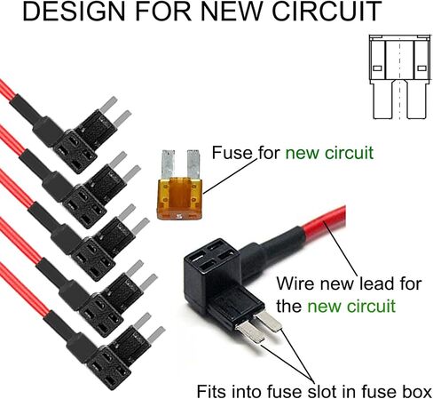 MuHize 4 Types 12V Add-a-Circuit Adapter and Fuse Kit - Fuse Tap Fuse Holder with MICRO2 Mini ATC ATS Low Profile Tap dapter for Cars Trucks Boats (12 Pack) in Saudi Arabia