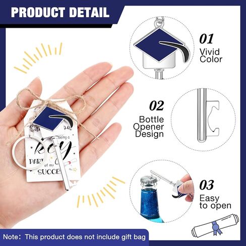 class of 2025 Graduation Gifts Bulk 24 Sets Graduation Keychains Cap Bottle Opener with Motivational Thank You Card College Celebration Party Favors for Students Guests Graduates(Red) in Saudi Arabia