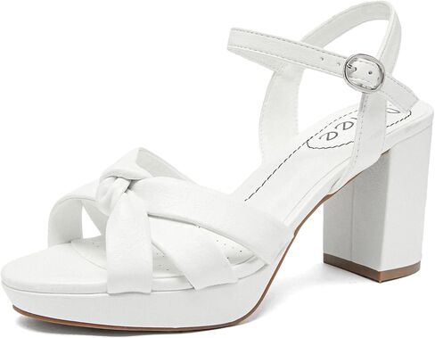Women's Platform Chunky Heeled Sandals - Ankle Strap Open Toe Dressy Shoes Wedding Bridal Pump Heel Sandals for Women. in Kuwait