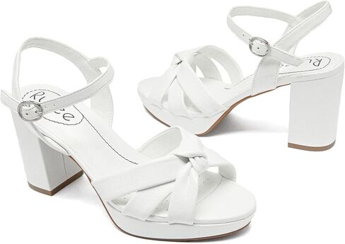 Women's Platform Chunky Heeled Sandals - Ankle Strap Open Toe Dressy Shoes Wedding Bridal Pump Heel Sandals for Women. in Kuwait