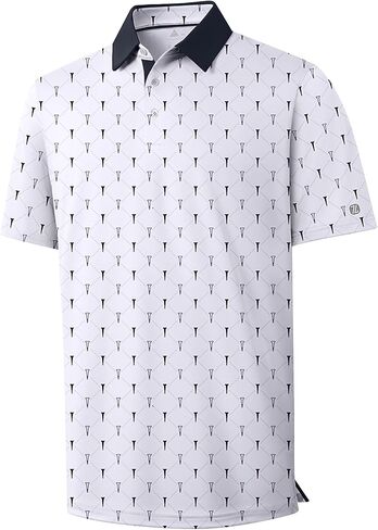 ZITY Men's Golf Polo Shirt Short Sleeve Performance Moisture Wicking Collared Print Shirt for Golf and Casual Wear in Kuwait