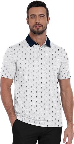 ZITY Men's Golf Polo Shirt Short Sleeve Performance Moisture Wicking Collared Print Shirt for Golf and Casual Wear in Kuwait