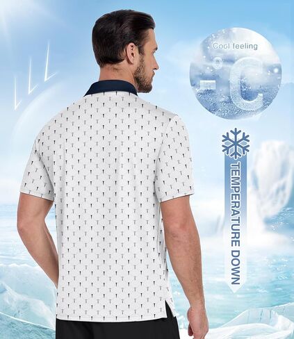 ZITY Men's Golf Polo Shirt Short Sleeve Performance Moisture Wicking Collared Print Shirt for Golf and Casual Wear in Kuwait