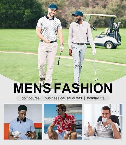 ZITY Men's Golf Polo Shirt Short Sleeve Performance Moisture Wicking Collared Print Shirt for Golf and Casual Wear in Kuwait