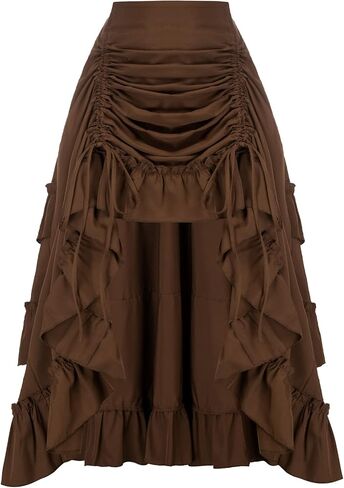 Scarlet Darkness Women's 2024 Summer Skirt Gothic Steampunk Skirt Victorian High-Low Bustle Skirt in Saudi Arabia