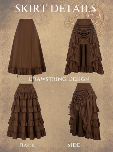 Scarlet Darkness Women's 2024 Summer Skirt Gothic Steampunk Skirt Victorian High-Low Bustle Skirt in Saudi Arabia