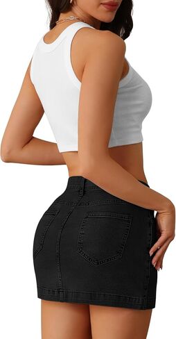 BISUAL Denim Skirt Women Casual Denim Mini Skirt High Waisted Denim Skort Slim Fit Jean Skirt Summer Jean Skort with Pocket in Saudi Arabia