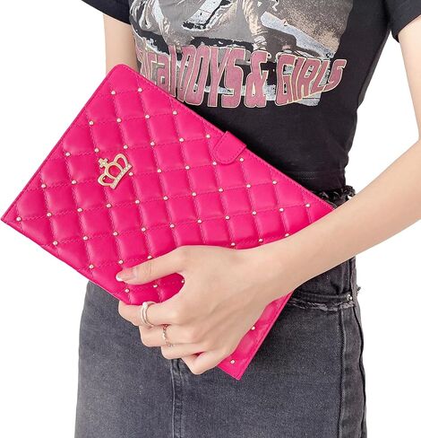 Case for iPad 10th Generation 10.9" 2022, PU Leather Crown Bling Folio Stand Cover with Built-in Apple Pencil Holder and Multiple Viewing Angles (Pink) in Kuwait