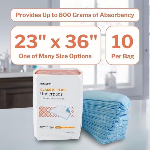 McKesson Classic Underpads, Incontinence Bed Pads 23" x 36" [150 Count], Light Absorbency, Disposable Chux Pads for Adults, Elderly, and Baby, Pee Pads in Saudi Arabia