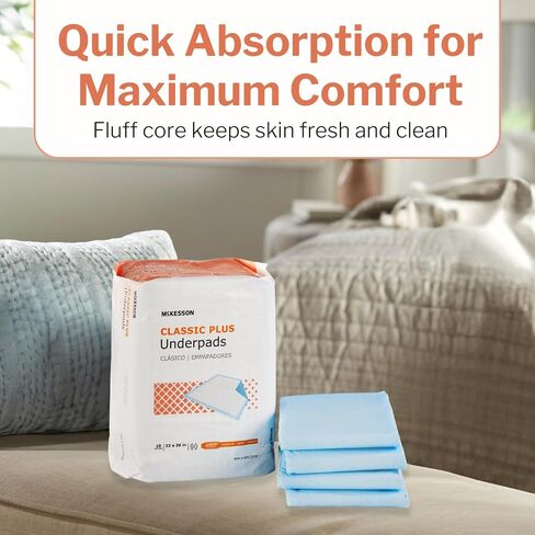 McKesson Classic Underpads, Incontinence Bed Pads 23" x 36" [150 Count], Light Absorbency, Disposable Chux Pads for Adults, Elderly, and Baby, Pee Pads in Saudi Arabia