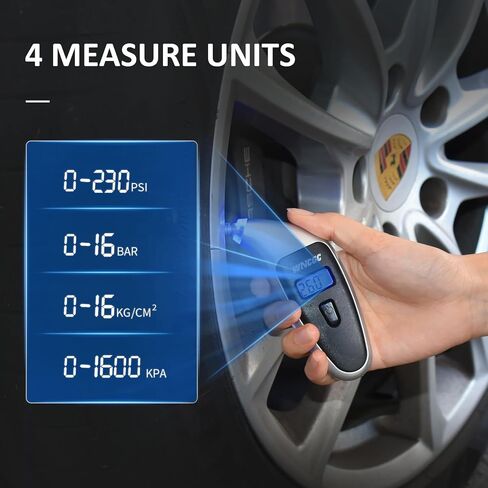Digital Tire Pressure Gauge 0-150 PSI, 4 Settings Stocking Stuffers for Car Truck Motocycles Bicycle Backlit LCD (Grey) in Saudi Arabia