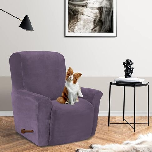 Asnomy Recliner Chair Covers Lazy Boy Recliner Covers with Pockets Stretch Velvet Couch Cover Slipcovers 1-Piece Furniture Protector for Dogs Cats(Recliner,Dark Grey) in Kuwait