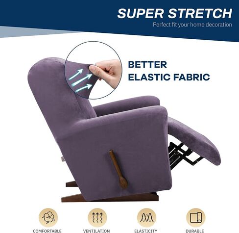 Asnomy Recliner Chair Covers Lazy Boy Recliner Covers with Pockets Stretch Velvet Couch Cover Slipcovers 1-Piece Furniture Protector for Dogs Cats(Recliner,Dark Grey) in Kuwait