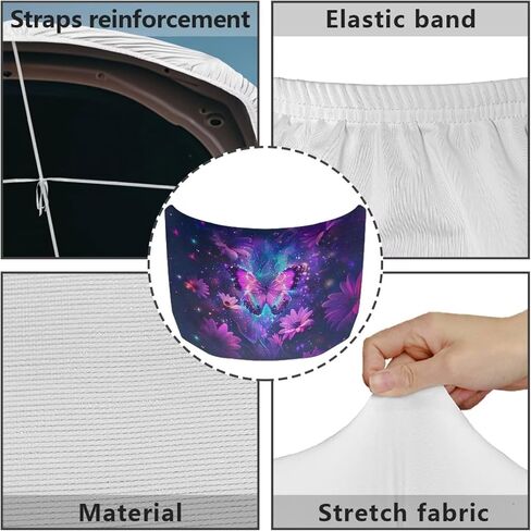 Purple Butterfly Prints Car Hood Cover Stretch Polyester Protector for Car Hood Removable Automotive Accessories for Most Automotive Sedans Trucks Pickup SUVs in Saudi Arabia