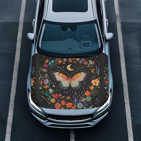 Butterfly Print Car Hood Cover 59x39 inches Universal Stretchable Car Hood Covers Waterproof Auto Accessories Suitable Most Vehicle Sedans Trucks Pickup SUVs in Saudi Arabia