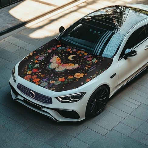 Butterfly Print Car Hood Cover 59x39 inches Universal Stretchable Car Hood Covers Waterproof Auto Accessories Suitable Most Vehicle Sedans Trucks Pickup SUVs in Saudi Arabia