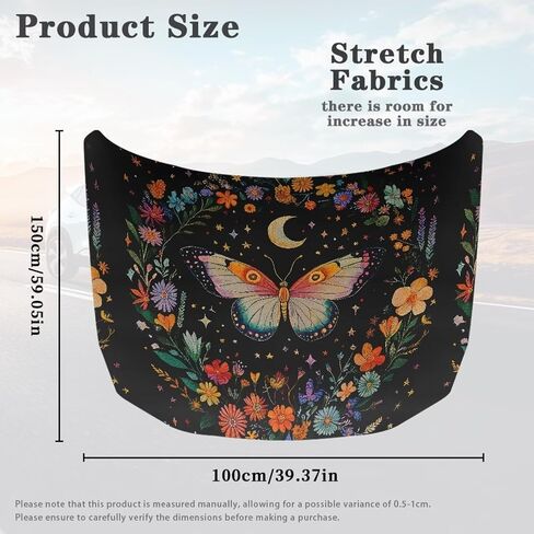 Butterfly Print Car Hood Cover 59x39 inches Universal Stretchable Car Hood Covers Waterproof Auto Accessories Suitable Most Vehicle Sedans Trucks Pickup SUVs in Saudi Arabia