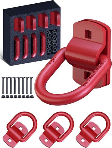 1/2" D Rings Tie Down Anchors, 12000LBS Heavy Duty Bolt-On Forged D Rings with Thicken Reinforcing Plate, Trailer Tie Down Anchor Hooks for Truck Bed, Trailer and Cargo, 4Pack, Black in Saudi Arabia