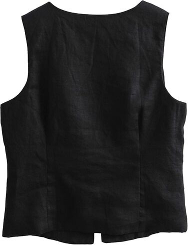 Amazhiyu Women's 100% Linen Tie Front Crop Tops Sleeveless Summer Casual Vest in Kuwait