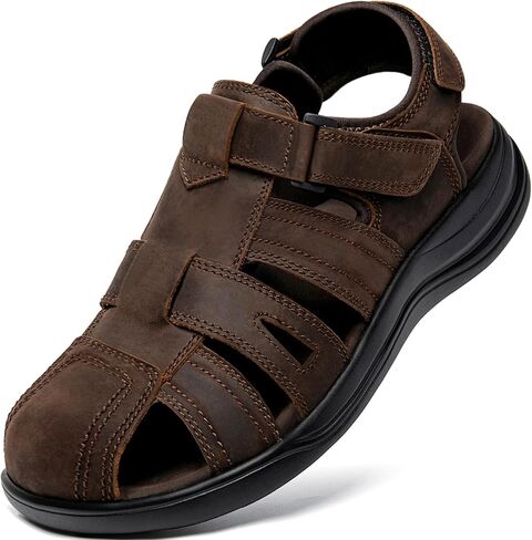 Mens Fisherman Leather Closed Toe Sandals Walking Dress Casual Sandalias Whith Memory Foam Summer Outdoor Athletic Adjustable Comfortable in Saudi Arabia