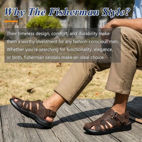 Mens Fisherman Leather Closed Toe Sandals Walking Dress Casual Sandalias Whith Memory Foam Summer Outdoor Athletic Adjustable Comfortable in Saudi Arabia