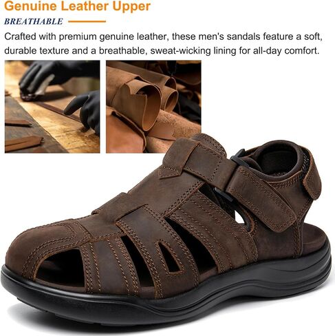 Mens Fisherman Leather Closed Toe Sandals Walking Dress Casual Sandalias Whith Memory Foam Summer Outdoor Athletic Adjustable Comfortable in Saudi Arabia