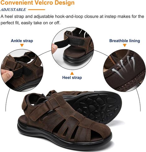 Mens Fisherman Leather Closed Toe Sandals Walking Dress Casual Sandalias Whith Memory Foam Summer Outdoor Athletic Adjustable Comfortable in Saudi Arabia