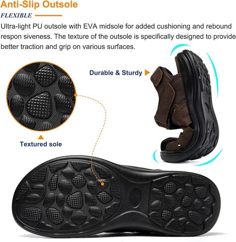 Mens Fisherman Leather Closed Toe Sandals Walking Dress Casual Sandalias Whith Memory Foam Summer Outdoor Athletic Adjustable Comfortable in Saudi Arabia