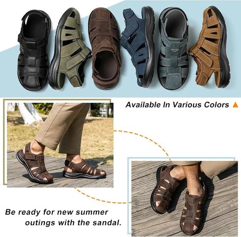 Mens Fisherman Leather Closed Toe Sandals Walking Dress Casual Sandalias Whith Memory Foam Summer Outdoor Athletic Adjustable Comfortable in Saudi Arabia