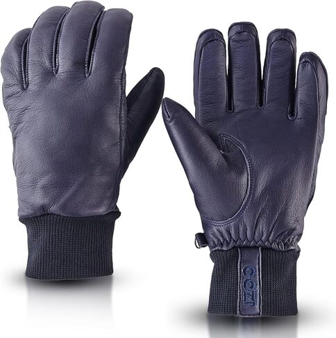 OOZi Leather Gloves for Men Women, Black, Waterproof Thermal Cold Weather Gloves for Driving Riding in Saudi Arabia