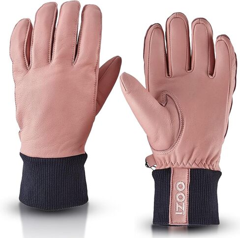 OOZi Leather Gloves for Men Women, Black, Waterproof Thermal Cold Weather Gloves for Driving Riding in Saudi Arabia
