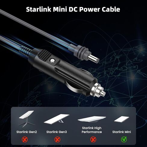 Starlink Mini 12V Power Cable 3M/9.8FT, Waterproof Car Adapter, Heavy Duty Cigarette Lighter Adapter, Car Charger in Saudi Arabia