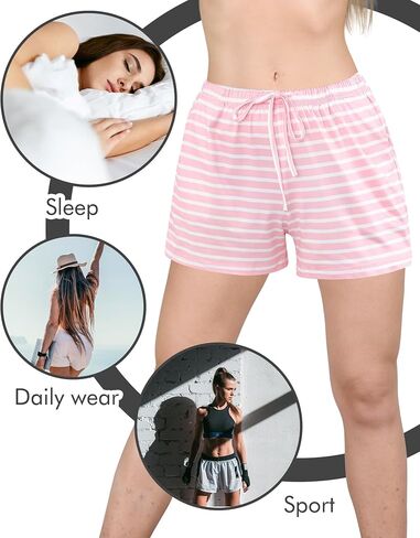 Chuarry 6 Pack Women Sleep Short Sleepwear Lounge Shorts Pajama Short Sleep Boxers Bottom with Pockets in Saudi Arabia