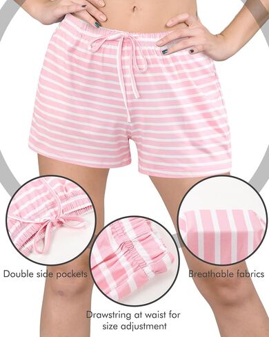 Chuarry 6 Pack Women Sleep Short Sleepwear Lounge Shorts Pajama Short Sleep Boxers Bottom with Pockets in Saudi Arabia