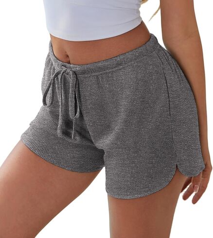 Ekouaer Womens Waffle Knit Pajama Shorts Soft Drawstring Lounge bottoms Casual Workout Shorts with Pockets in Kuwait