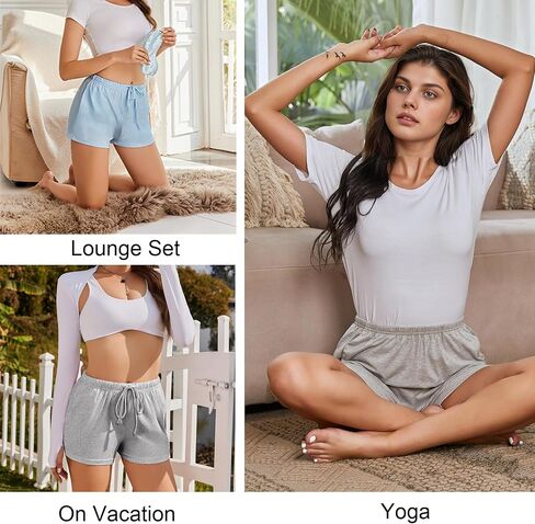 Ekouaer Womens 2 Pack Pajama Shorts Comfy Lounge Bottom Y2K Sleep Print Print Printing مع جيوب PJ قيعان S-XXL in Kuwait