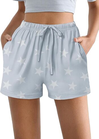 Ekouaer Womens 2 Pack Pajama Shorts Comfy Lounge Bottom Y2K Sleep Print Print Printing مع جيوب PJ قيعان S-XXL in Kuwait