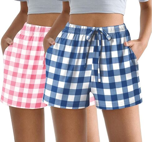 Ekouaer Womens 2 Pack Pajama Shorts Comfy Lounge Bottom Y2k Printed Sleep Short with Pockets Pj Bottoms S-XXL in Kuwait