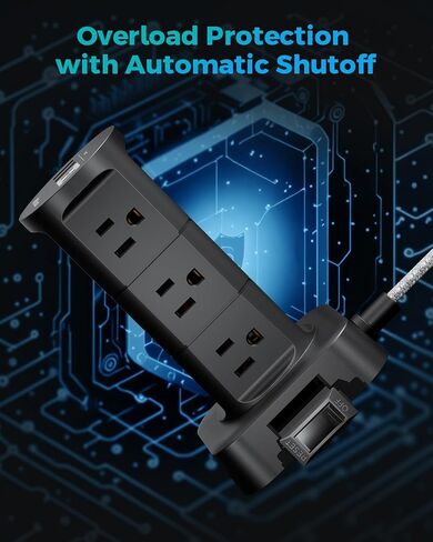 Power Strips with Surge Protection, Flat Plug Power Strip with 12 Outlets 4 USB Ports, Surge Protector Tower 1875W/15A 1080J, 6Ft Extension Cord with Multiple Outlets, Office Supplies, Dorm Essentials in Saudi Arabia